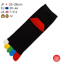 Chaussettes à 5 doigts japonaises (M) ARC en CiEL noires et talons rouges (extensible t39 à 44)