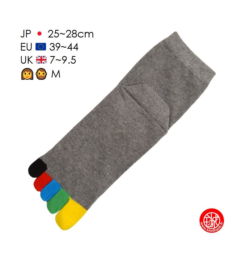 Chaussettes à 5 doigts japonaises (M) ARC en CiEL grises (extensible t40 à 44)