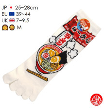 Chaussettes à 5 doigts japonaises (M) RAMEN blanches (extensible t39 à t44)