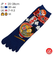 Chaussettes à 5 doigts japonaises (M) RAMEN bleu nuit (extensible t39 à t44)