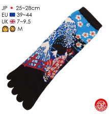 Chaussettes à 5 doigts japonaises (M) GEiShA et GRANdE VAGUE noires (extensible t39 à 44)