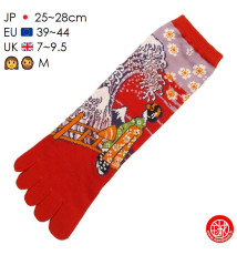 Chaussettes à 5 doigts japonaises (M) GEiShA et GRANdE VAGUE rouges (extensible t40 à t44)
