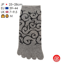 Socquettes à 5 doigts japonaises (M) KARAKUSA grises (extensible t39 à t44)