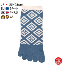 Socquettes à 5 doigts japonaises (M) HiShiMON 菱紋 bleues (extensible t39 à 44)