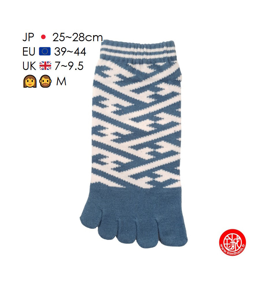 Socquettes à 5 doigts japonaises (M) KOJiTSUNAGi bleues (extensible t39 à t44)