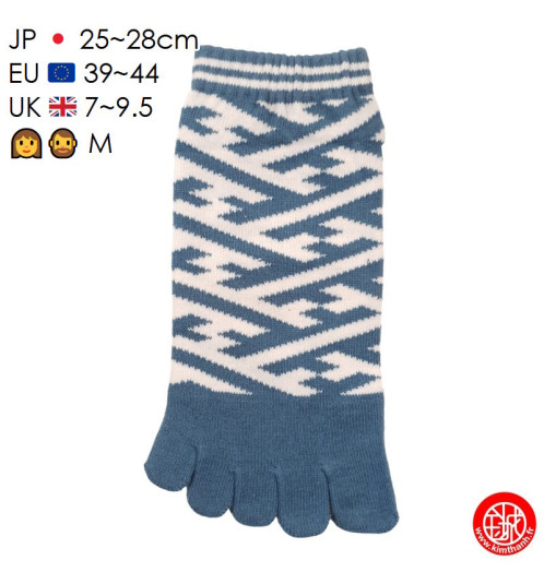 Socquettes à 5 doigts japonaises (M) KOJiTSUNAGi bleues (extensible t39 à t44)