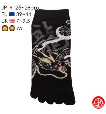 Socquettes à 5 doigts japonaises (M) DRAGON RYU noires (extensible t39 à t44)