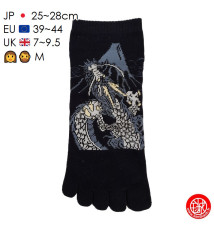 Socquettes à 5 doigts japonaises (M) DRAGON bleu nuit (extensible t39 à t44)