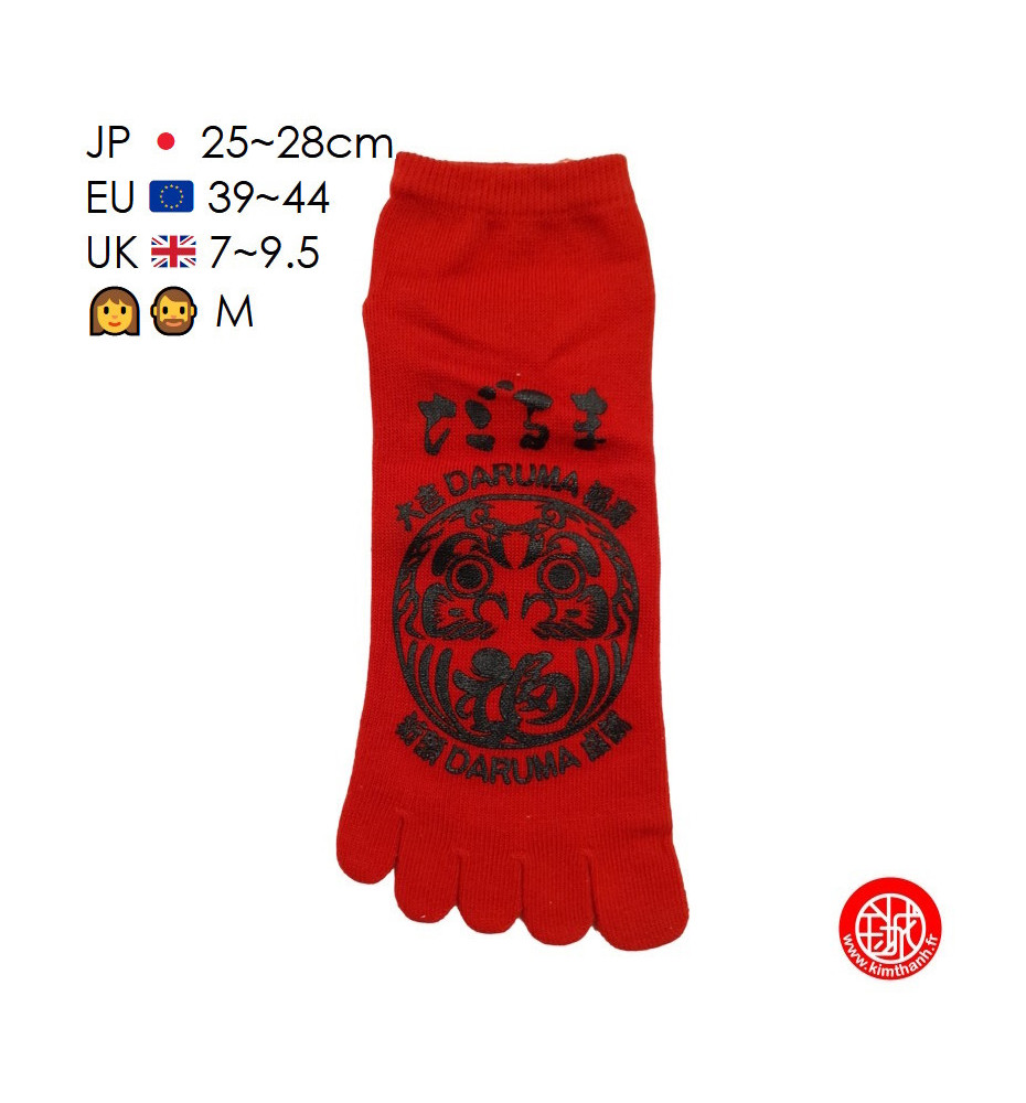 Socquettes à 5 doigts japonaises (M) DARUMA rouges (extensible t39 à t44)