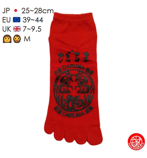 Socquettes à 5 doigts japonaises (M) DARUMA rouges (extensible t39 à t44)
