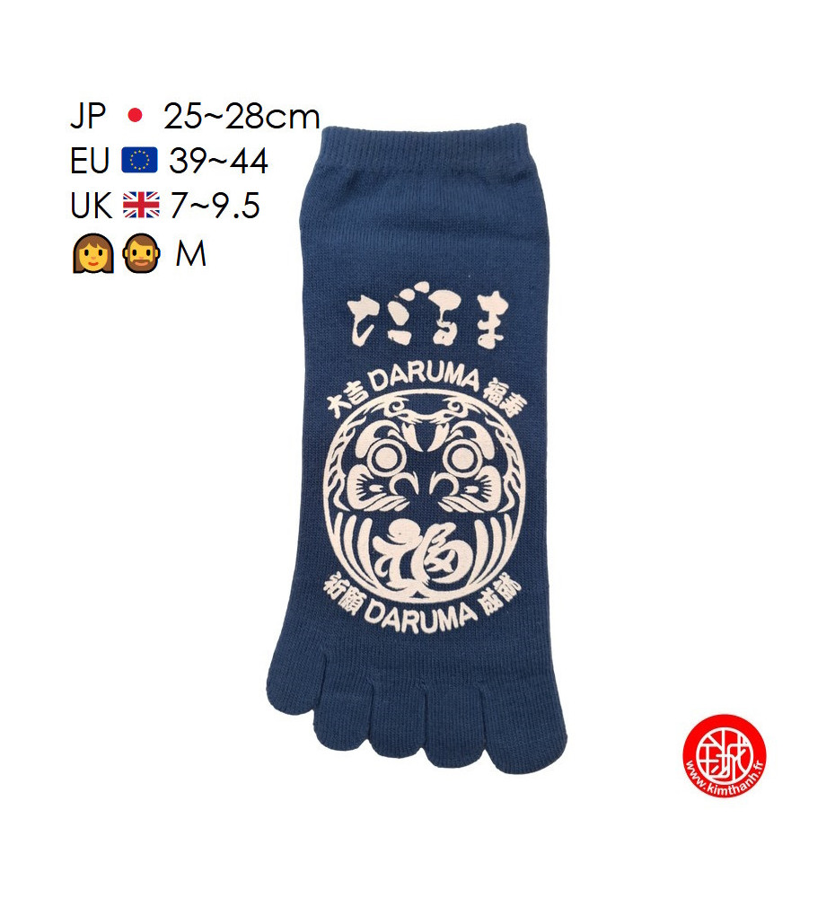 Socquettes à 5 doigts japonaises (M) DARUMA bleues (extensible t39 à 44)