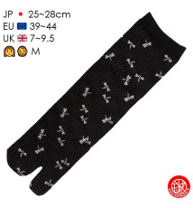 Tabi Socks (M) Chaussettes à orteil japonaises LibELLULES noires (Taille extensible de 39 à 44)