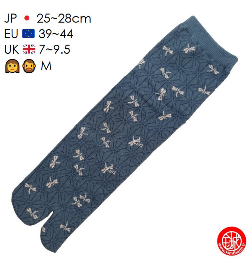 Tabi Socks (M) Chaussettes à orteil japonaises LibELLULES bleu-vert (Taille extensible de 39 à 44)
