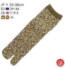 Tabi Socks (M) Chaussettes à orteil japonaises KARAKUSA vert kaki (Taille extensible de 39 à 44)