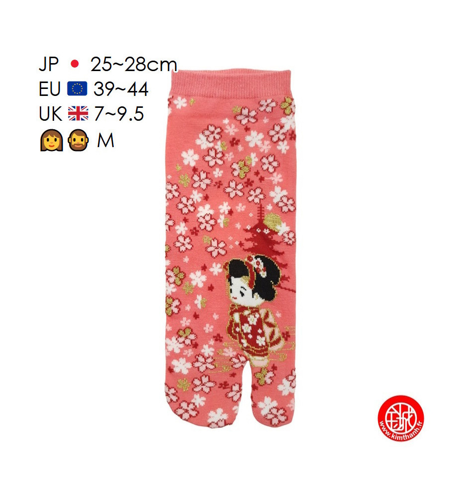 Tabi Socks (M) Socquettes à orteil japonaises GEiShA KAWAii Roses (extensible t39 à t44)