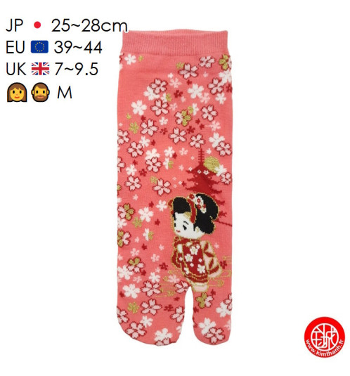 Tabi Socks (M) Socquettes à orteil japonaises GEiShA KAWAii Roses (extensible t39 à t44)