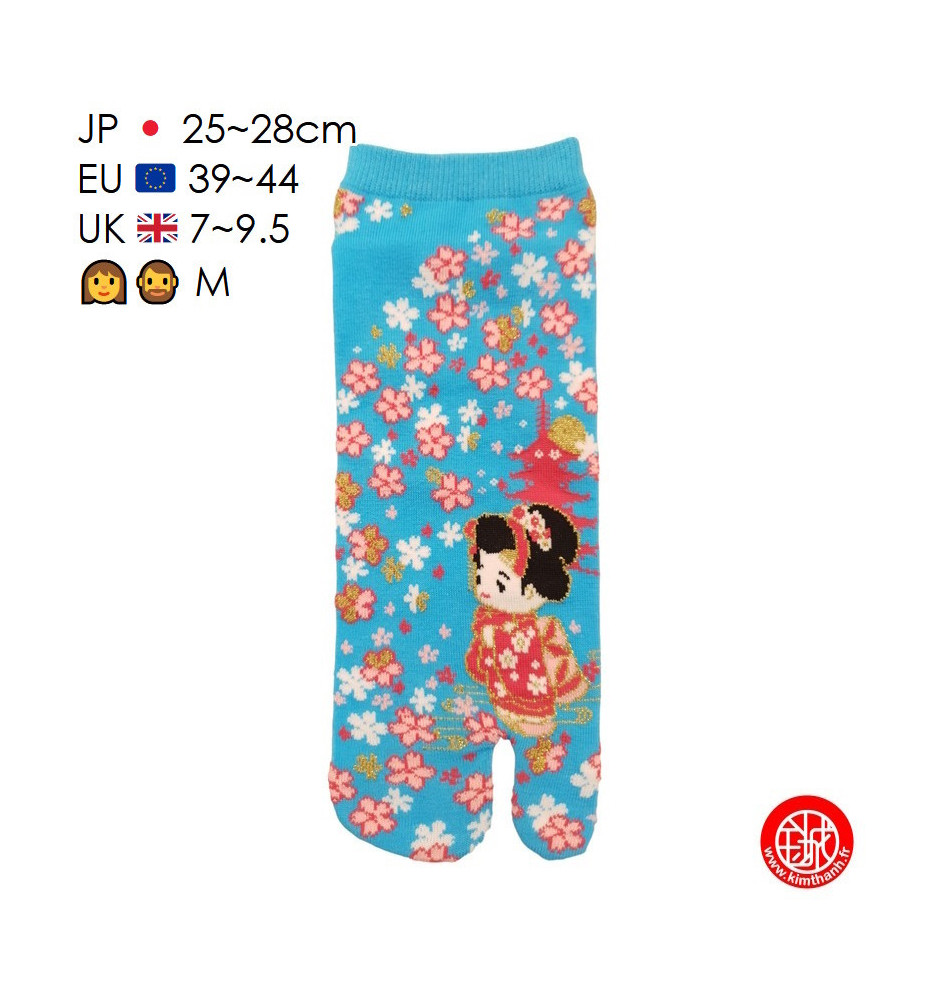 Tabi Socks (M) Socquettes à orteil japonaises GEiShA KAWAii Bleu Turquoise (extensible t39 à t44)