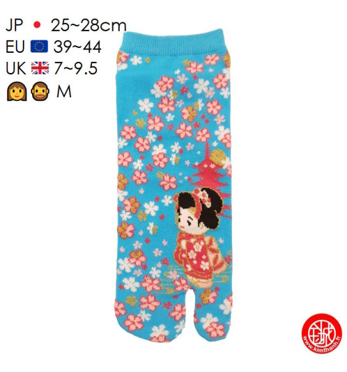 Tabi Socks (M) Socquettes à orteil japonaises GEiShA KAWAii Bleu Turquoise (extensible t39 à t44)