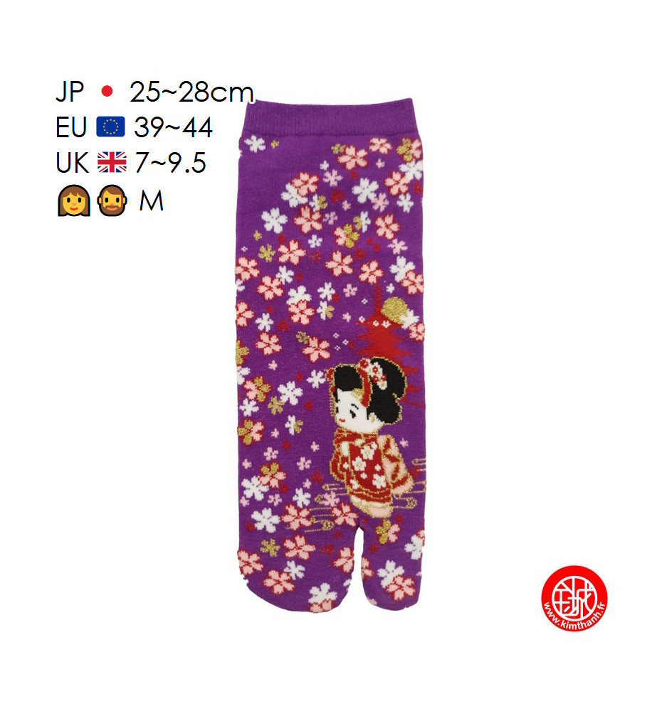 Tabi Socks (M) Socquettes à orteil japonaises GEiShA KAWAii Violettes (extensible t39 à t44)