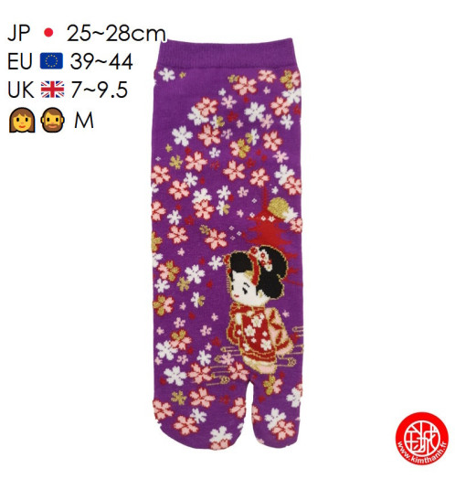 Tabi Socks (M) Socquettes à orteil japonaises GEiShA KAWAii Violettes (extensible t39 à t44)