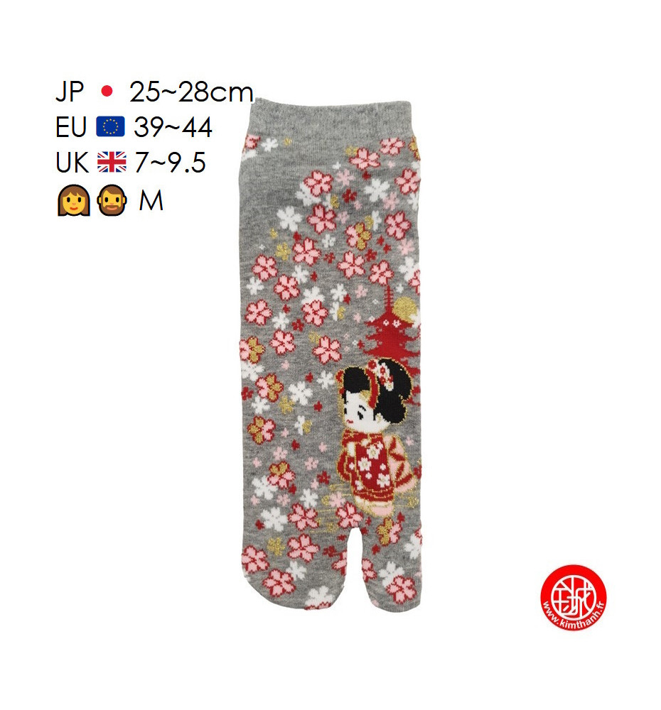 Tabi Socks (M) Socquettes à orteil japonaises GEiShA KAWAii Grises (extensible t39 à t44)