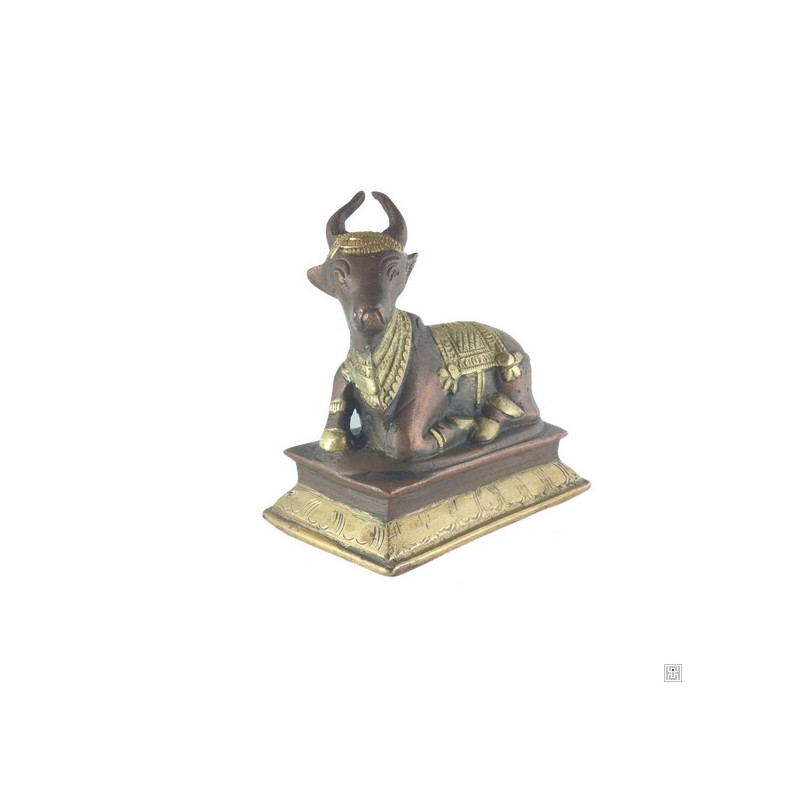 Nandi assis sur socle en laiton bronze et or (h12cm)