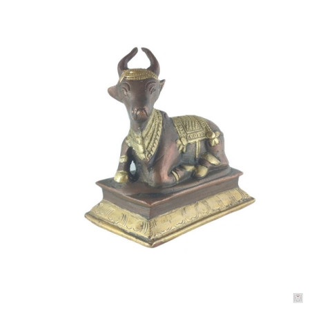Nandi assis sur socle en laiton bronze et or (h12cm)