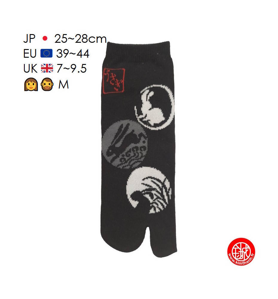 Tabi Socks (M) Socquettes à orteil japonaises LAPiNS USAGi noires (Taille extensible de 39 à 44)