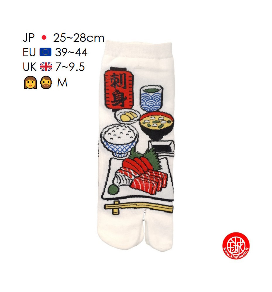 Tabi Socks (M) Socquettes à orteil japonaises SAShIMi blanches (Taille extensible de 39 à 44)