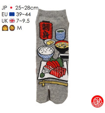 Tabi Socks (M) Socquettes à orteil japonaises SAShIMi grises (Taille extensible de 39 à 44)