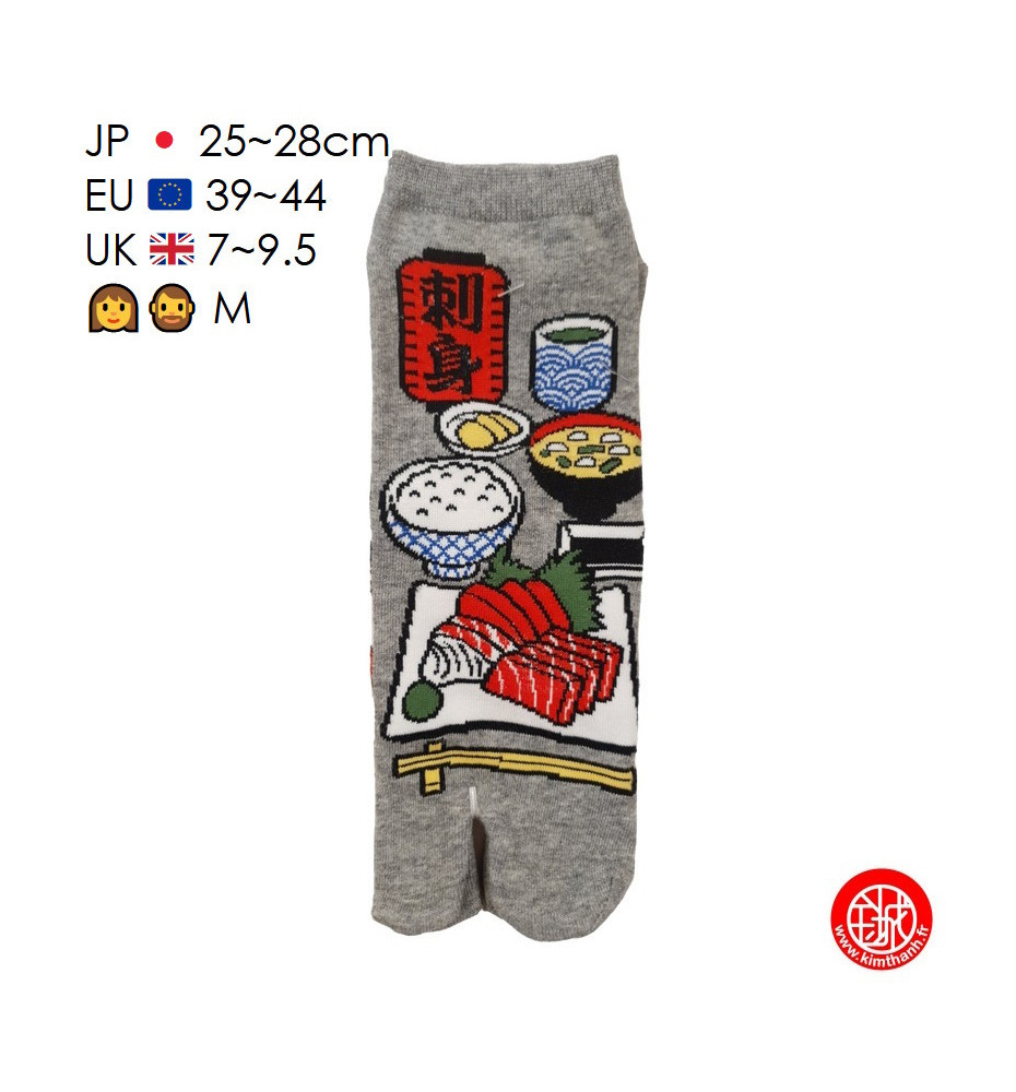 Tabi Socks (M) Socquettes à orteil japonaises SAShIMi grises (Taille extensible de 39 à 44)