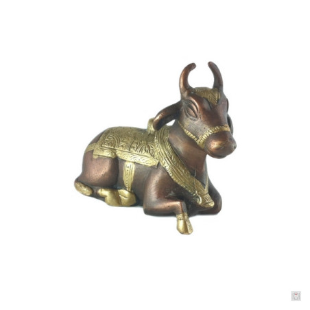 Nandi assis en laiton bronze et or (h11cm)