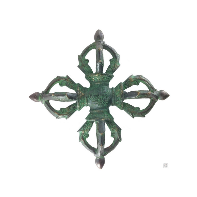 Double dorje en laiton (L19cm)