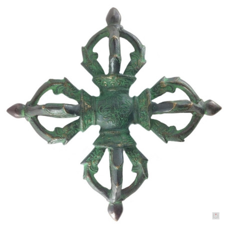 Double dorje en laiton (L19cm)