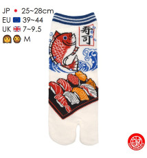 Tabi Socks (M) Socquettes à orteil japonaises SUShi et DORAdE blanches (Taille extensible de 39 à 44)