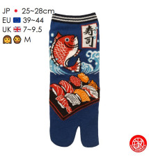 Tabi Socks (M) Socquettes à orteil japonaises SUShi et DORAdE bleu marine (Taille extensible de 39 à 44)