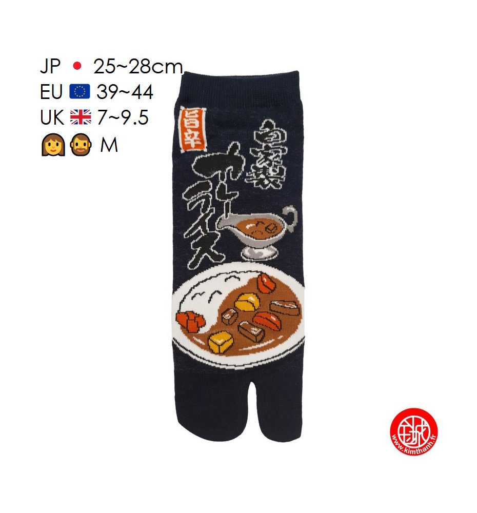 Tabi Socks (M) Socquettes à orteil japonaises RiZ au CURRY bleu nuit (Taille extensible de 39 à 44)