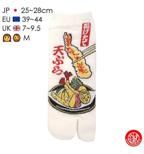Tabi Socks (M) Socquettes à orteil japonaises TEMPURA blanches (Taille extensible de 39 à 44)