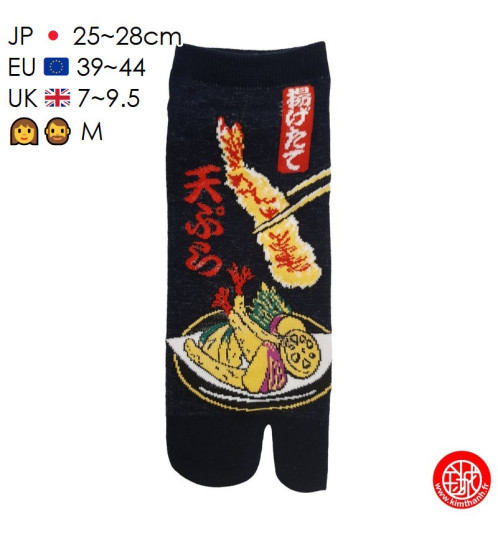 Tabi Socks (M) Socquettes à orteil japonaises TEMPURA bleu nuit (Taille extensible de 39 à 44)