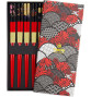 Set 5 Baguettes japonaises assorties en bois laqué rouge et noir CLAiR de LUNE 21cm