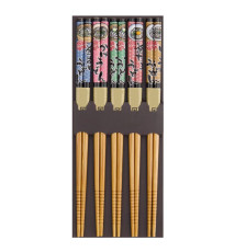 Set 5 Baguettes japonaises en bambou assorties NOOdLES 21cm