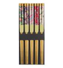 Set 5 Baguettes japonaises assorties en bambou YUZEN 21cm