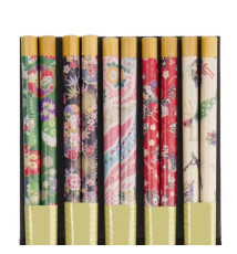 Set 5 Baguettes japonaises assorties en bambou YUZEN 21cm