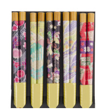 Set 5 Baguettes japonaises assorties en bambou FLOWERS 21cm