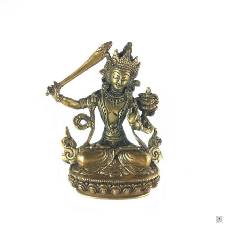 Bouddha Manjushri en laiton (h15cm)