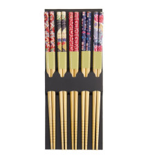 Set 5 Baguettes japonaises assorties en bambou NihON 21cm
