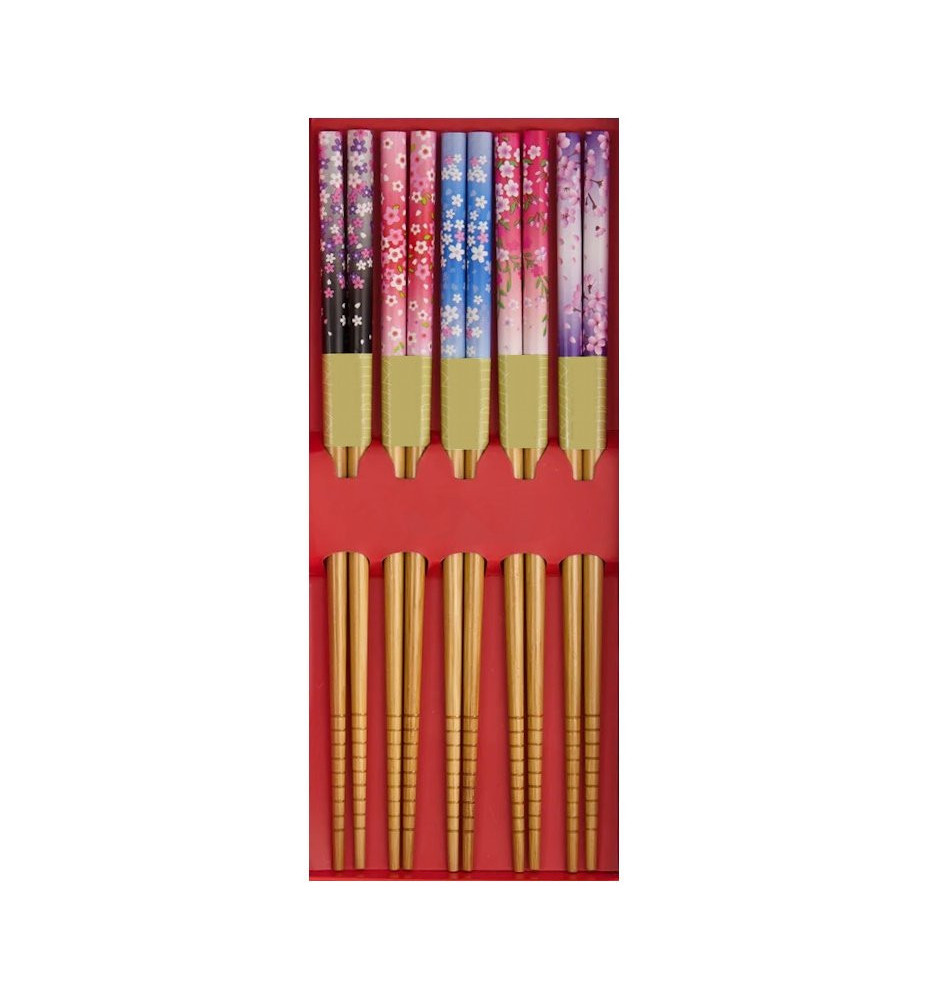Set 5 Baguettes japonaises en bambou SAKURA 21cm