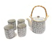 Service à thé 5 pièces en porcelaine PETiTES FLEURS BLEUES 0L80