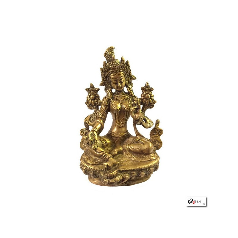 Tara verte en laiton (h15cm)