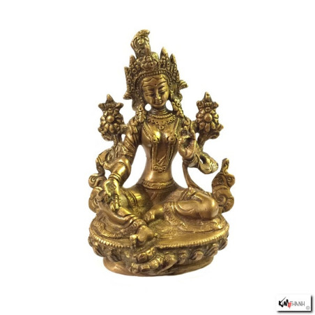 Tara verte en laiton (h15cm)